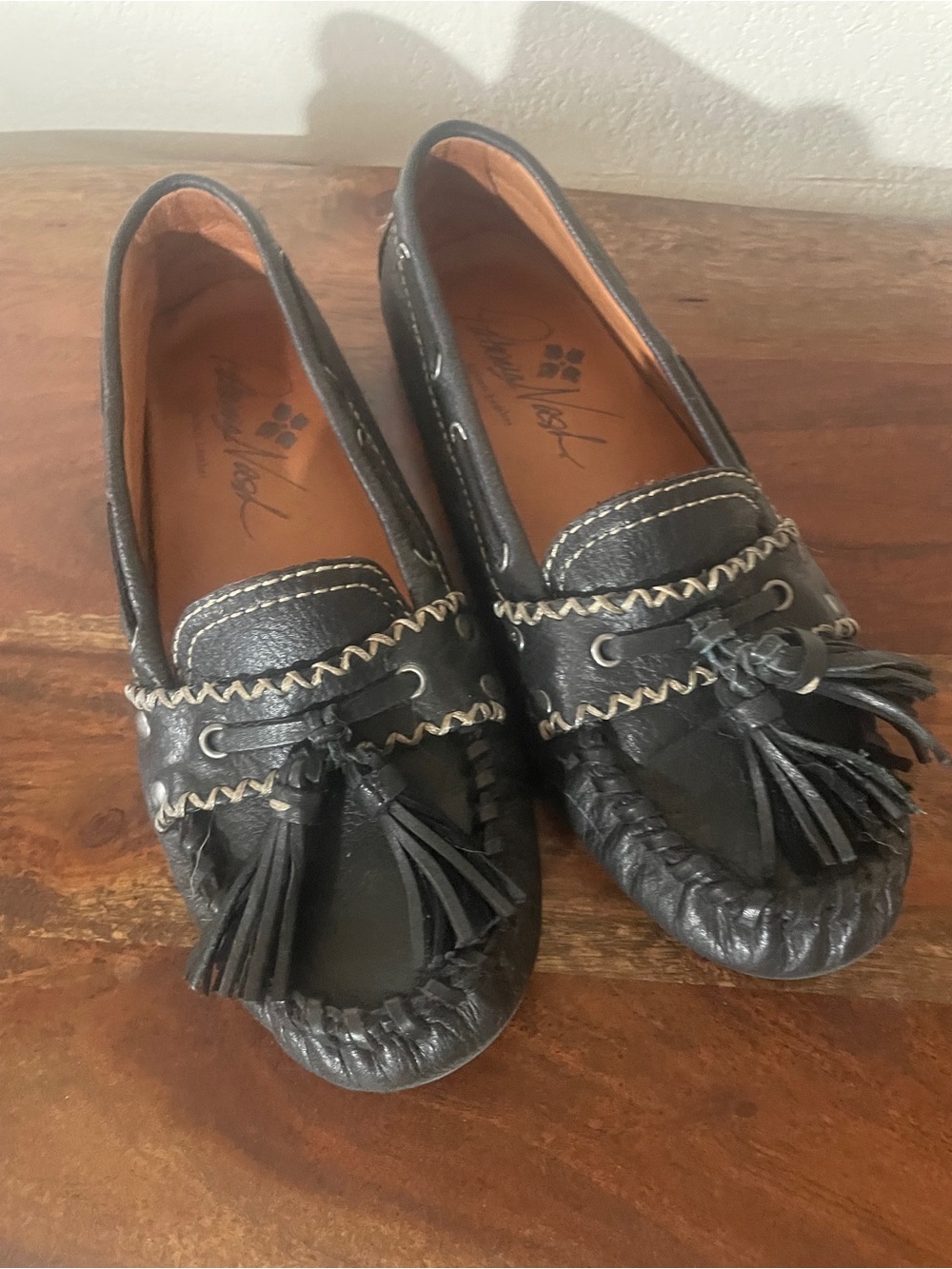 Patricia Nash Domenica Black Italian Leather Tassel Driving Moccasins Loafers.